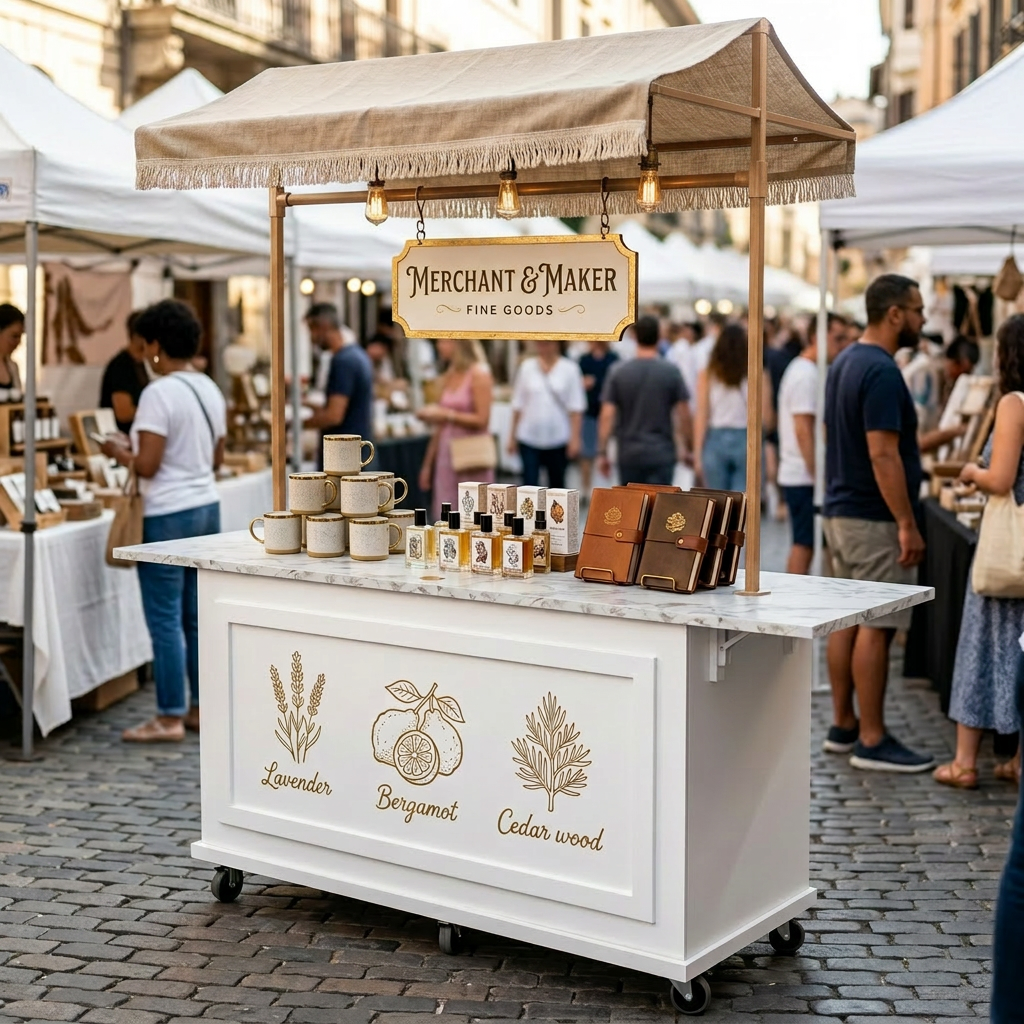 Custom retail pop-up cart for markets boutiques and product displays