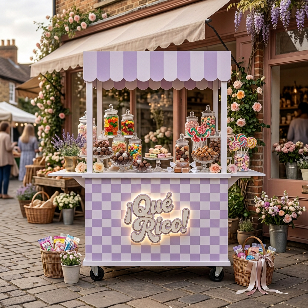 Custom candy and dessert cart for weddings and party displays