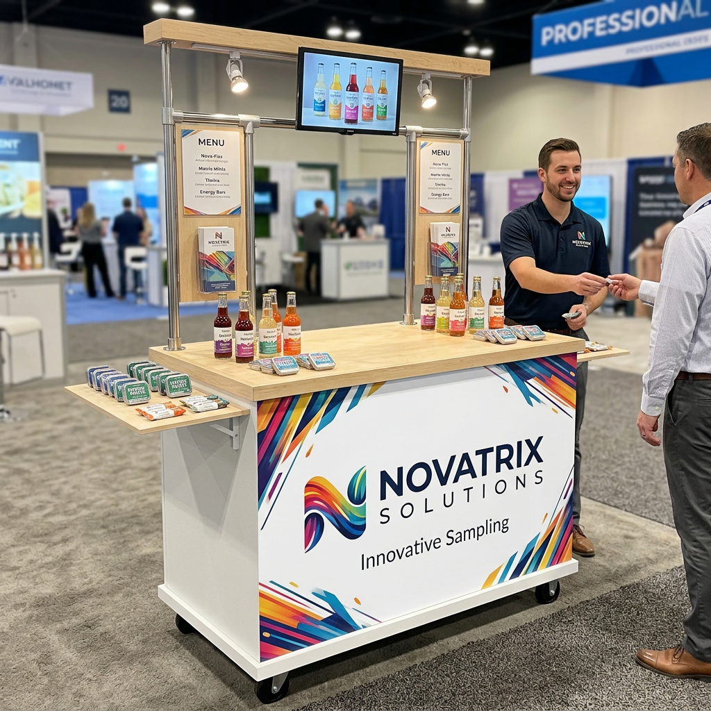 Custom corporate activation cart for trade shows and product sampling