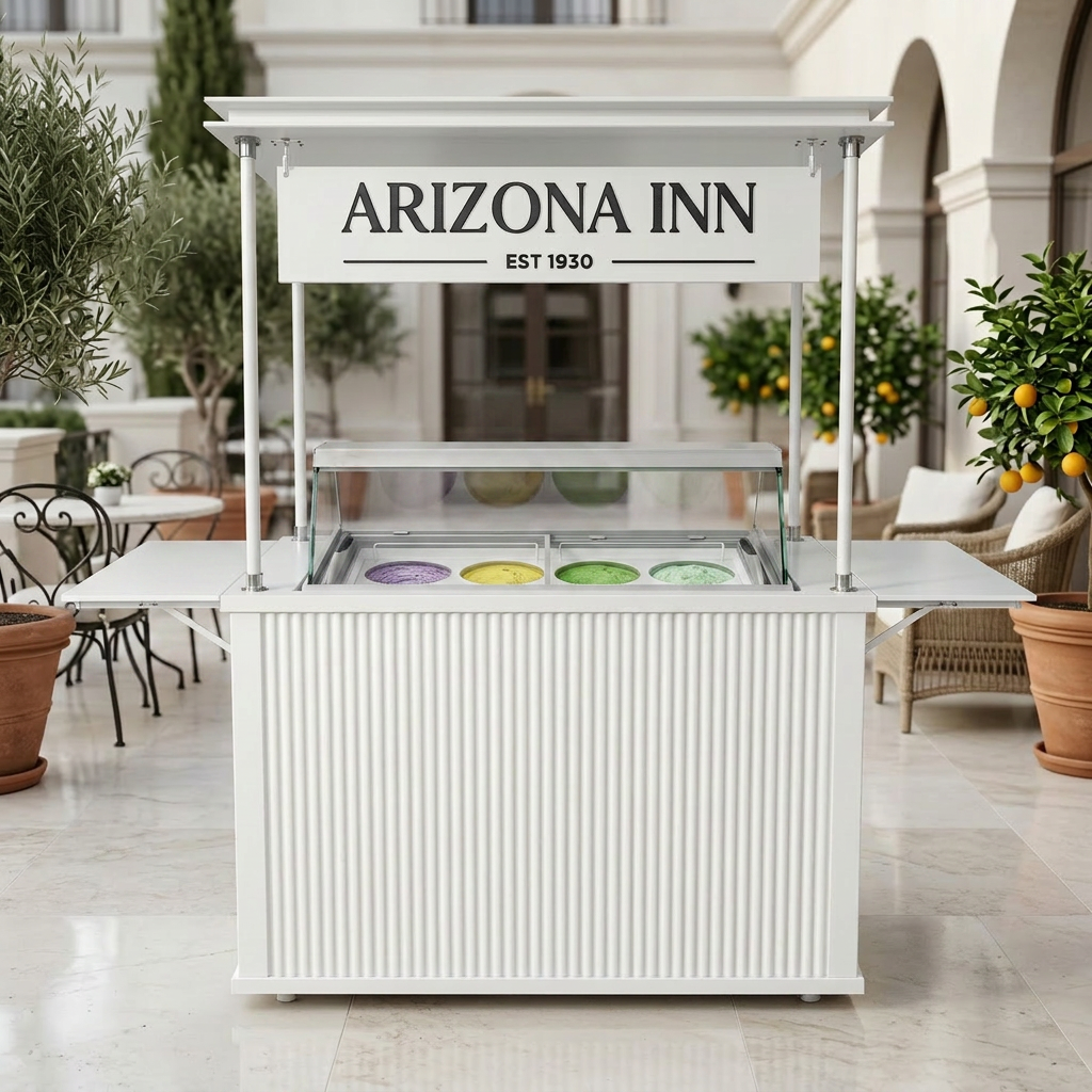 Custom ice cream and gelato cart for frozen dessert service